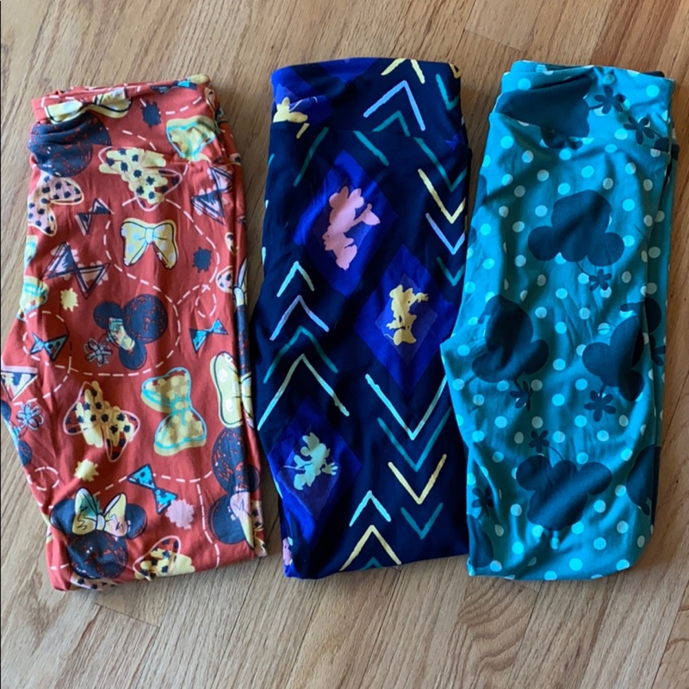 3 Pairs Of Disney Lularoe Os Leggings Like New - image 1